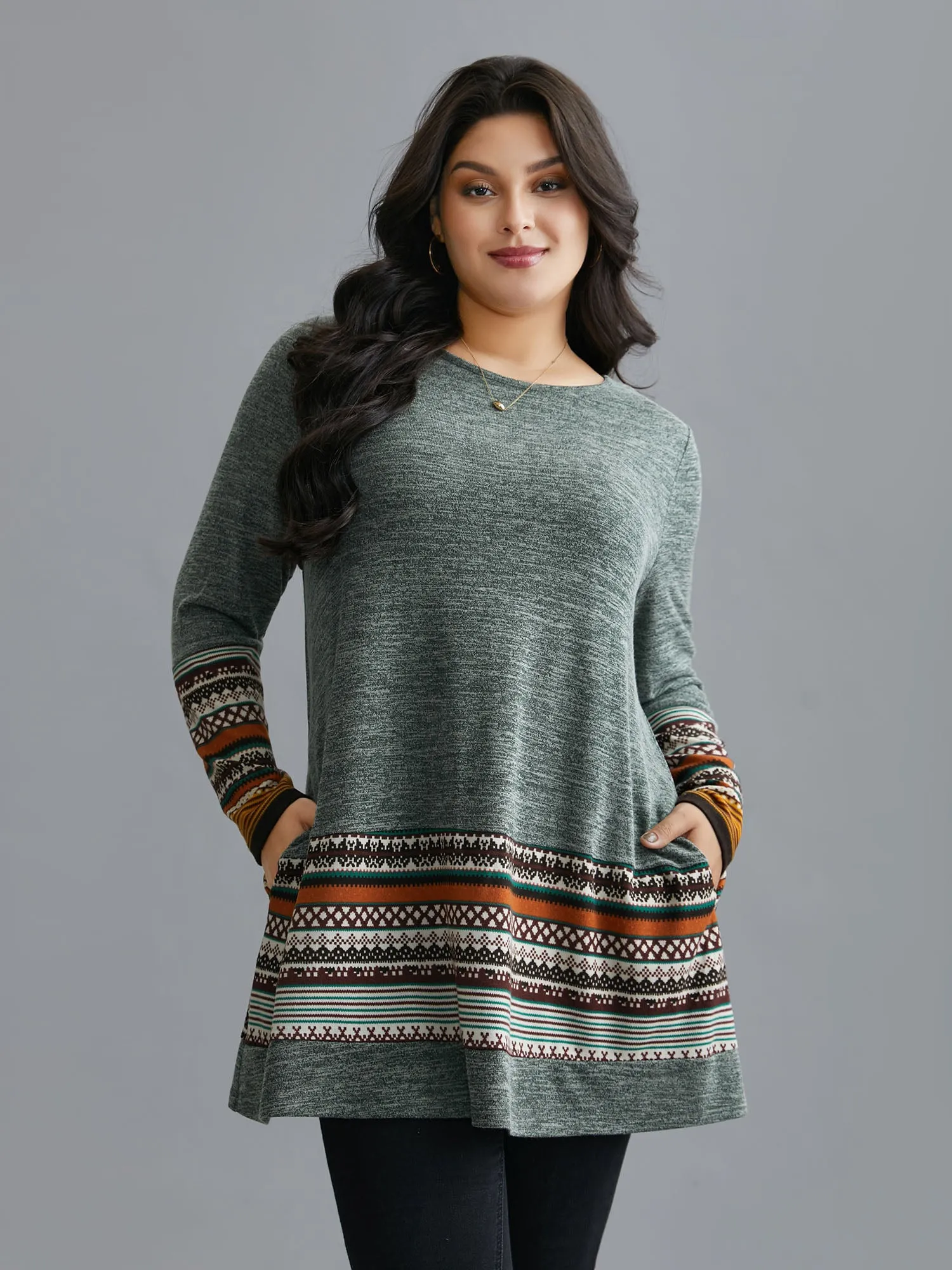 Tunic Boho Print Pocket T-shirt sold by Bloomchic