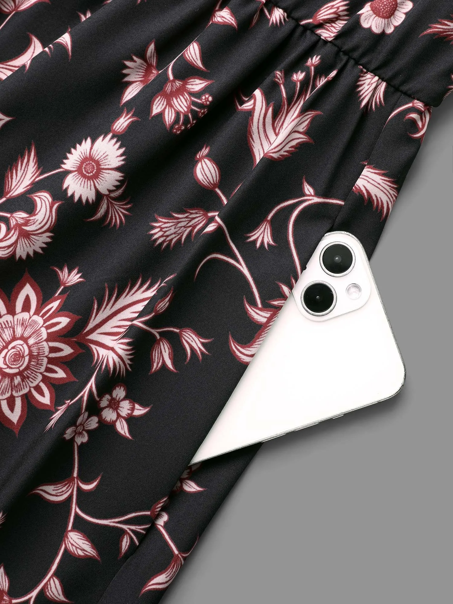 Floral Elastic Waist V-Neck Midi Dress sold by Bloomchic product image thumbnail 5