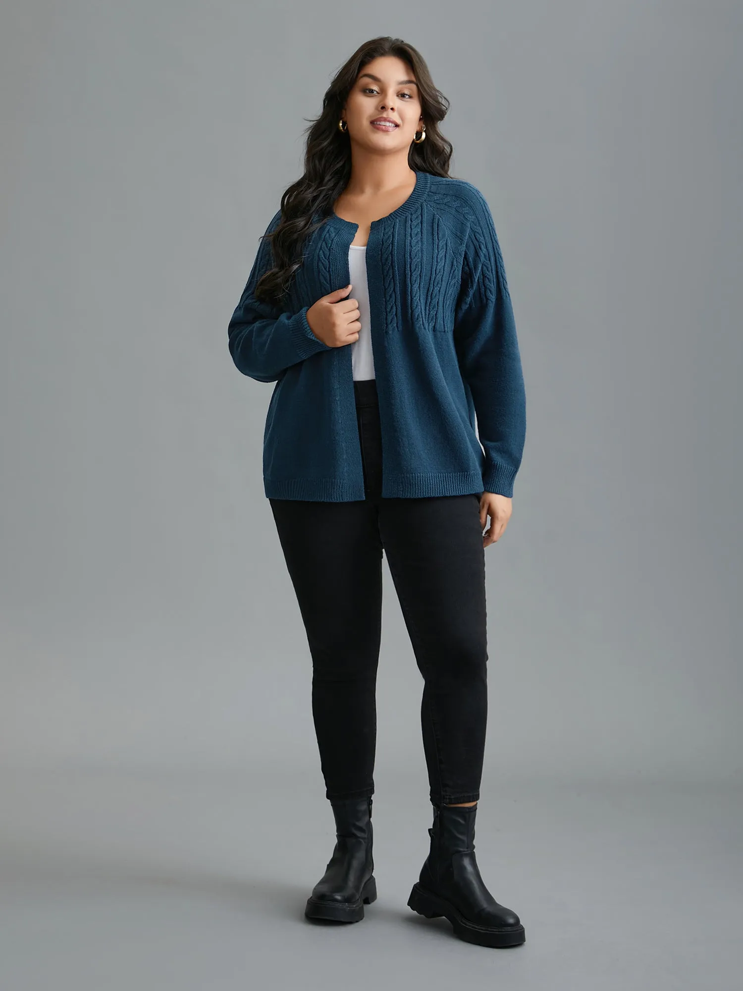 Supersoft Essentials Cable Knit Open-Front Cardigan sold by Bloomchic product image thumbnail 4