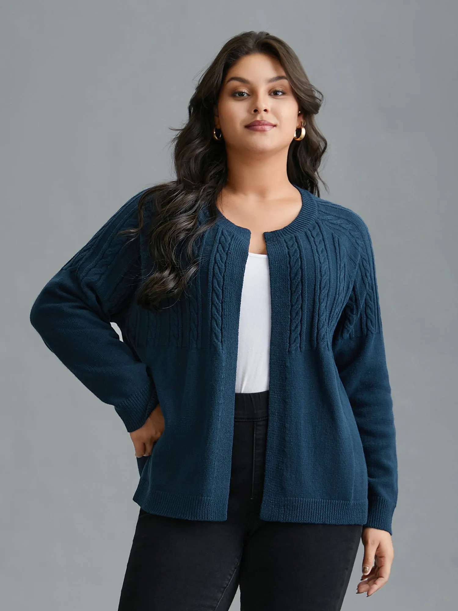 Supersoft Essentials Cable Knit Open-Front Cardigan sold by Bloomchic product image thumbnail 3