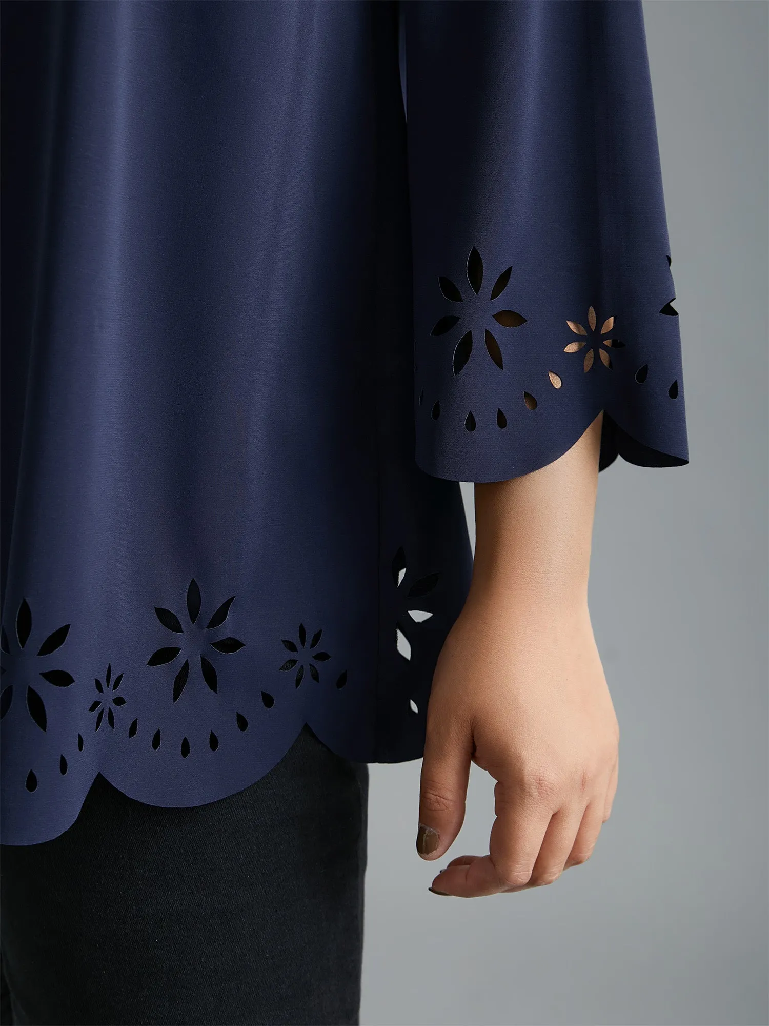 Laser Cut Design V-Neck Blouse sold by Bloomchic product image thumbnail 4