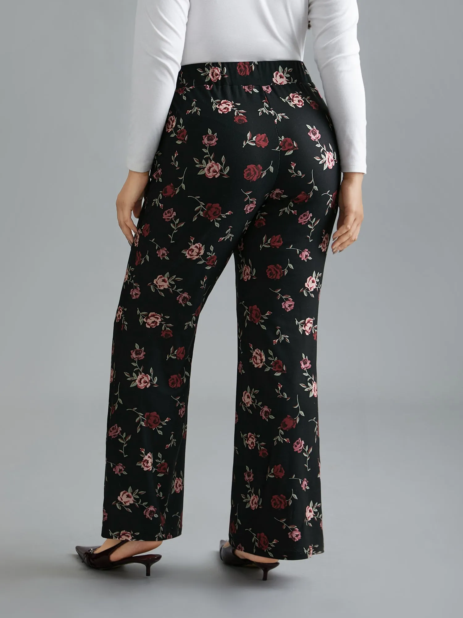 Floral Mid-Rise Bootcut Pants sold by Bloomchic product image thumbnail 3