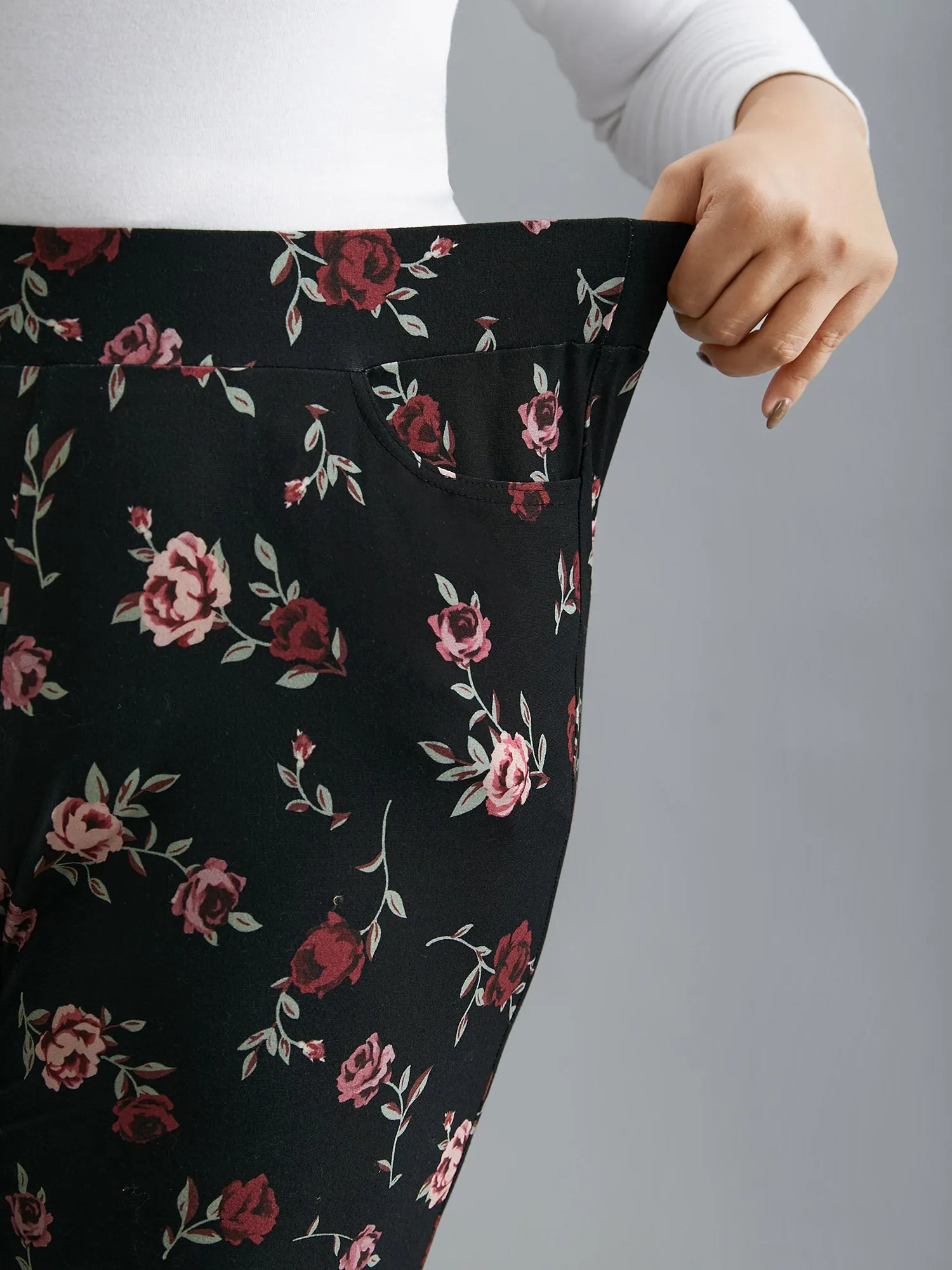 Floral Mid-Rise Bootcut Pants sold by Bloomchic product image thumbnail 5