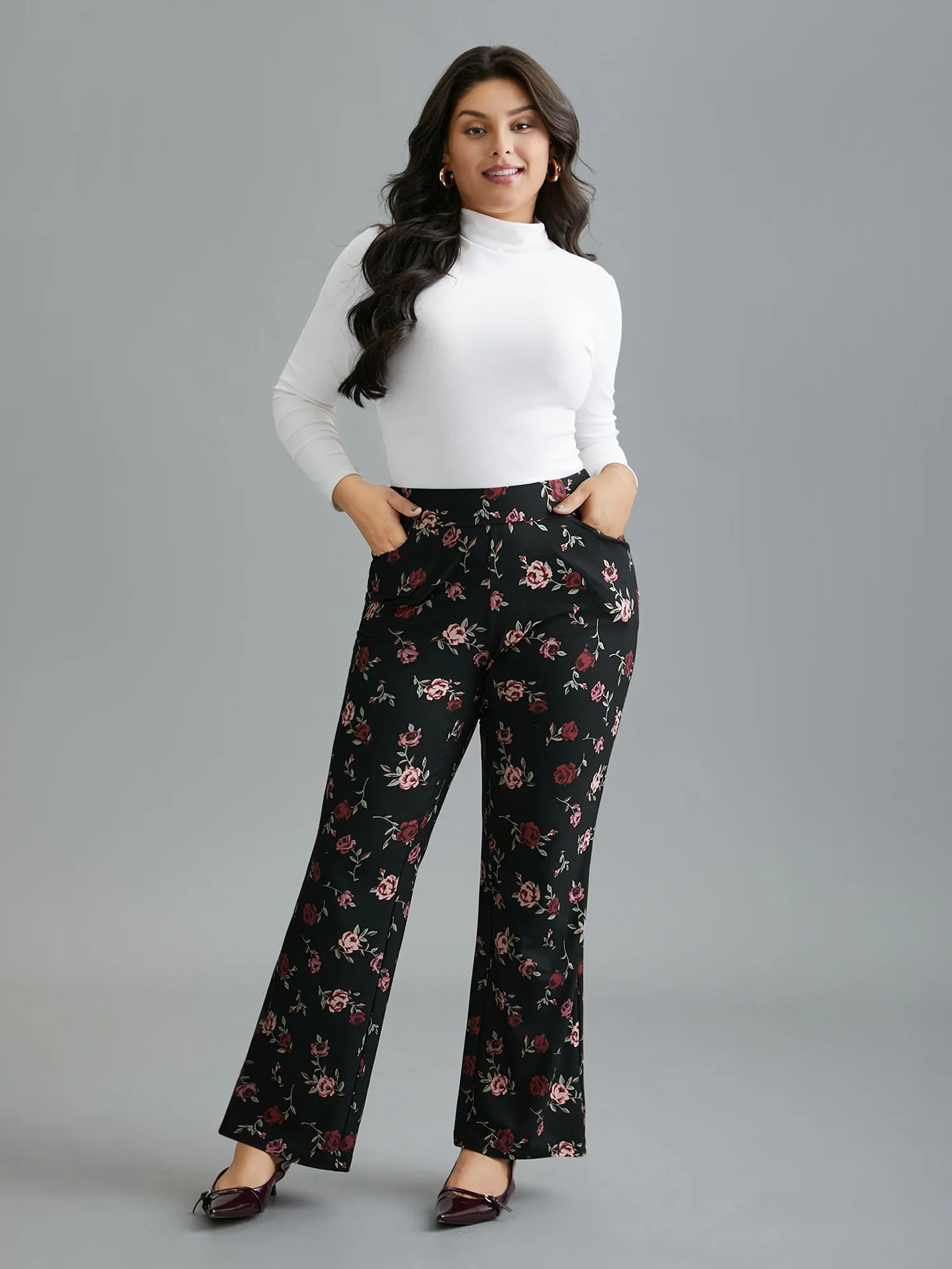 Floral Mid-Rise Bootcut Pants sold by Bloomchic product image thumbnail 2