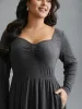 Heart Neckline Knit Gathered Midi Dress sold by Bloomchic