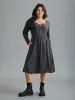 Heart Neckline Knit Gathered Midi Dress sold by Bloomchic