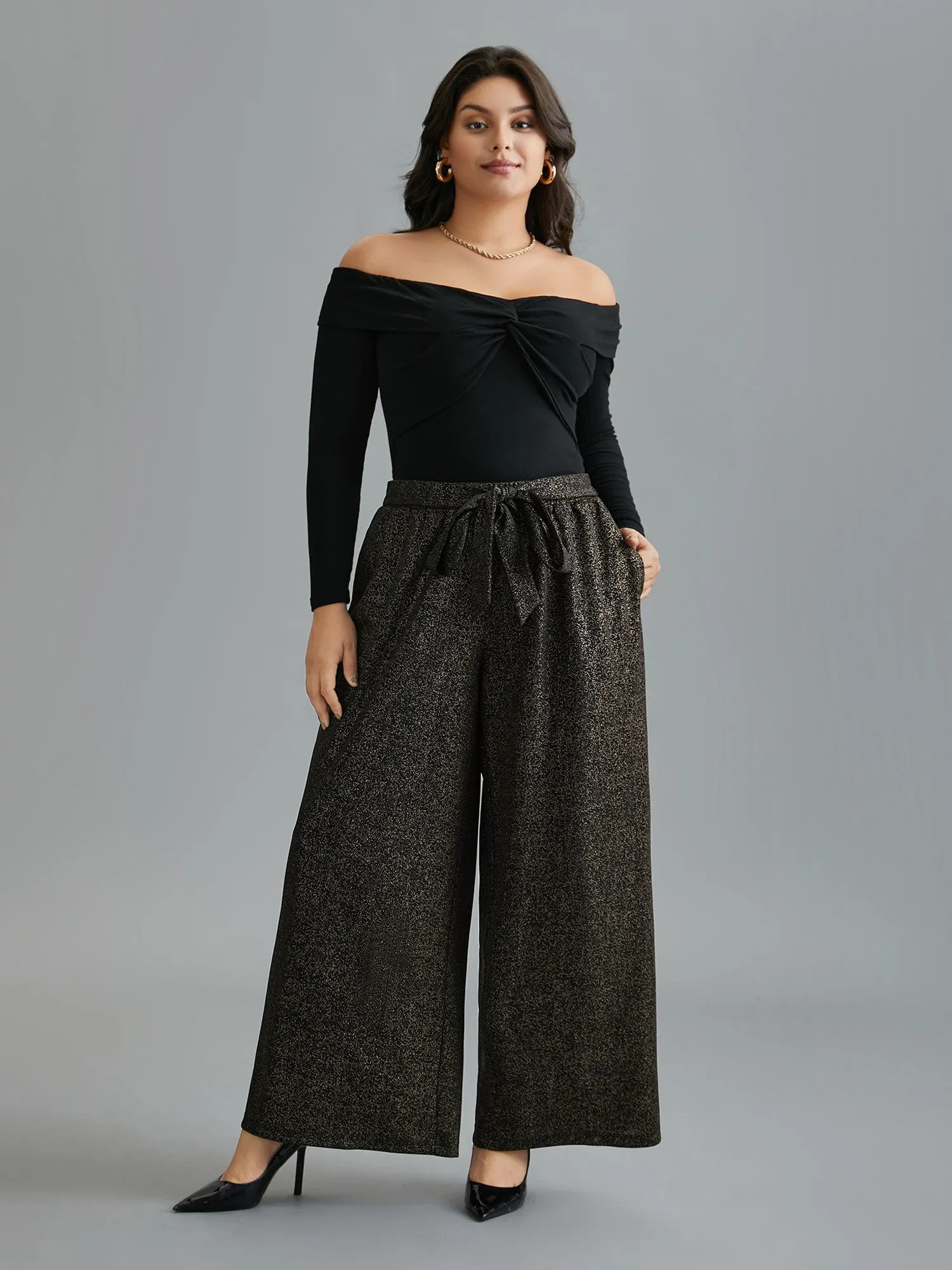 Glitter Adjustable Front-Tie Pants sold by Bloomchic product image thumbnail 4