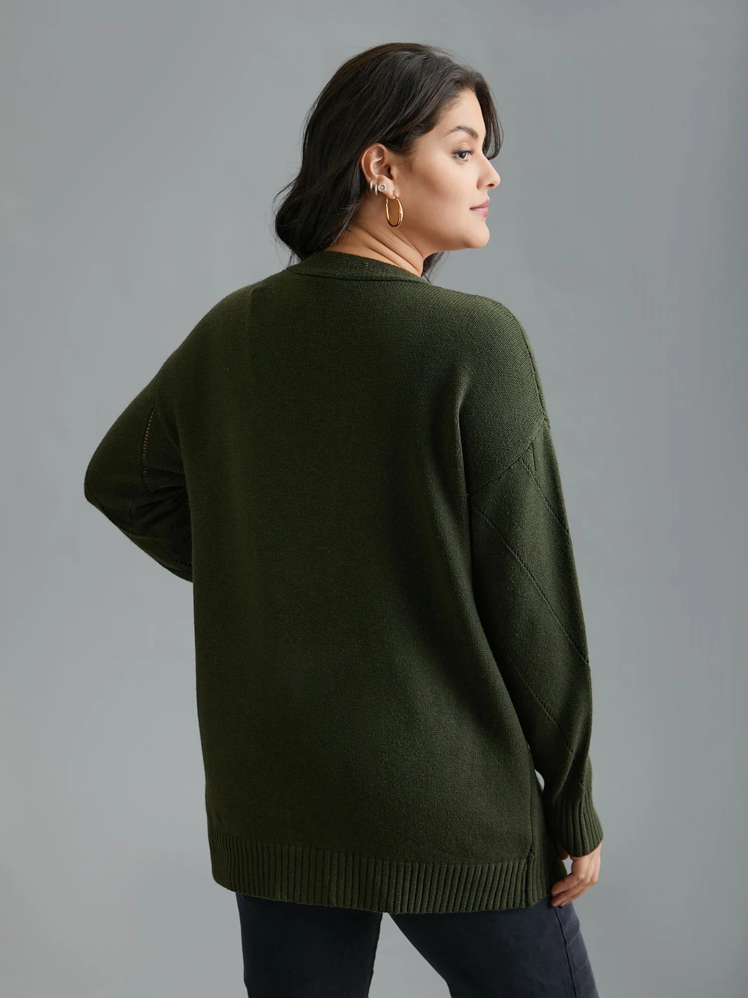 Cable Knit Open-Front Pocket Knit Cardigan sold by Bloomchic product image thumbnail 2