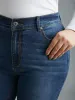 Dark Wash Elastic Waist Flared Mid Rise Jeans sold by Bloomchic