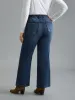 Dark Wash Elastic Waist Flared Mid Rise Jeans sold by Bloomchic