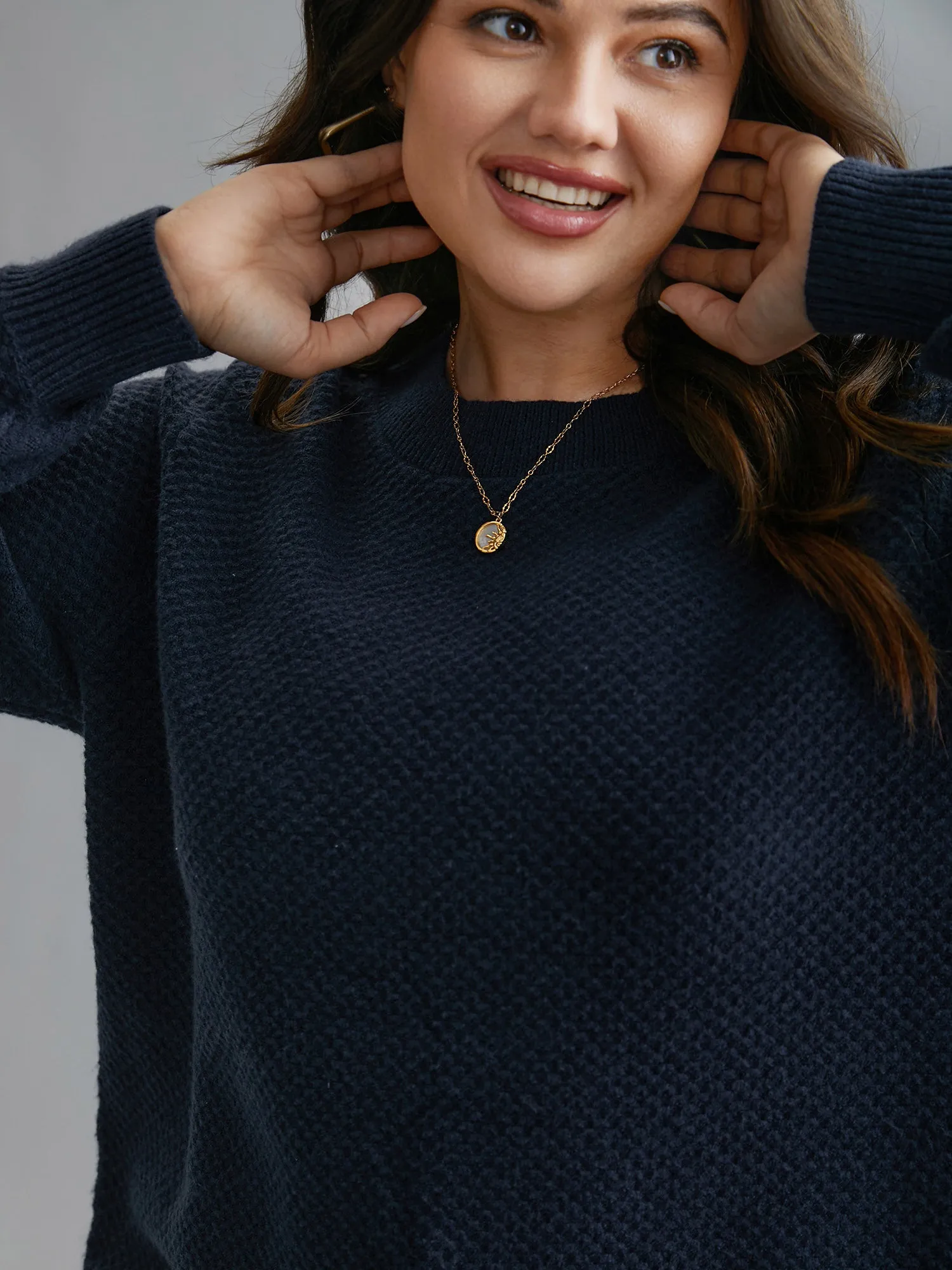 Supersoft Essentials Textured Back Slit Pullover sold by Bloomchic product image thumbnail 4