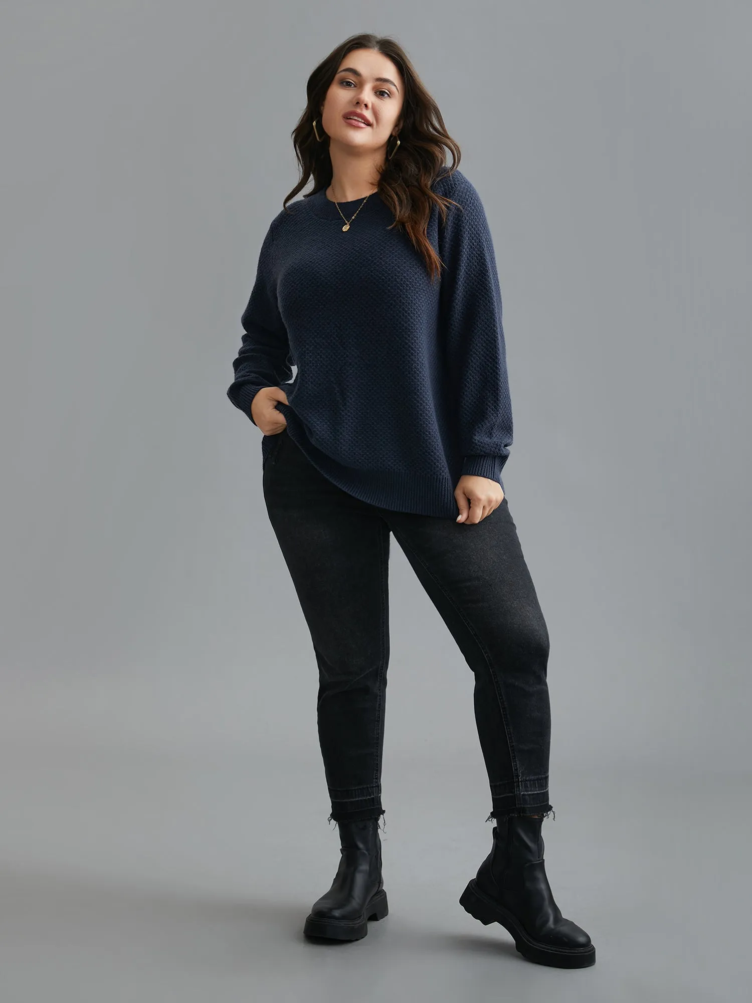 Supersoft Essentials Textured Back Slit Pullover sold by Bloomchic product image thumbnail 3