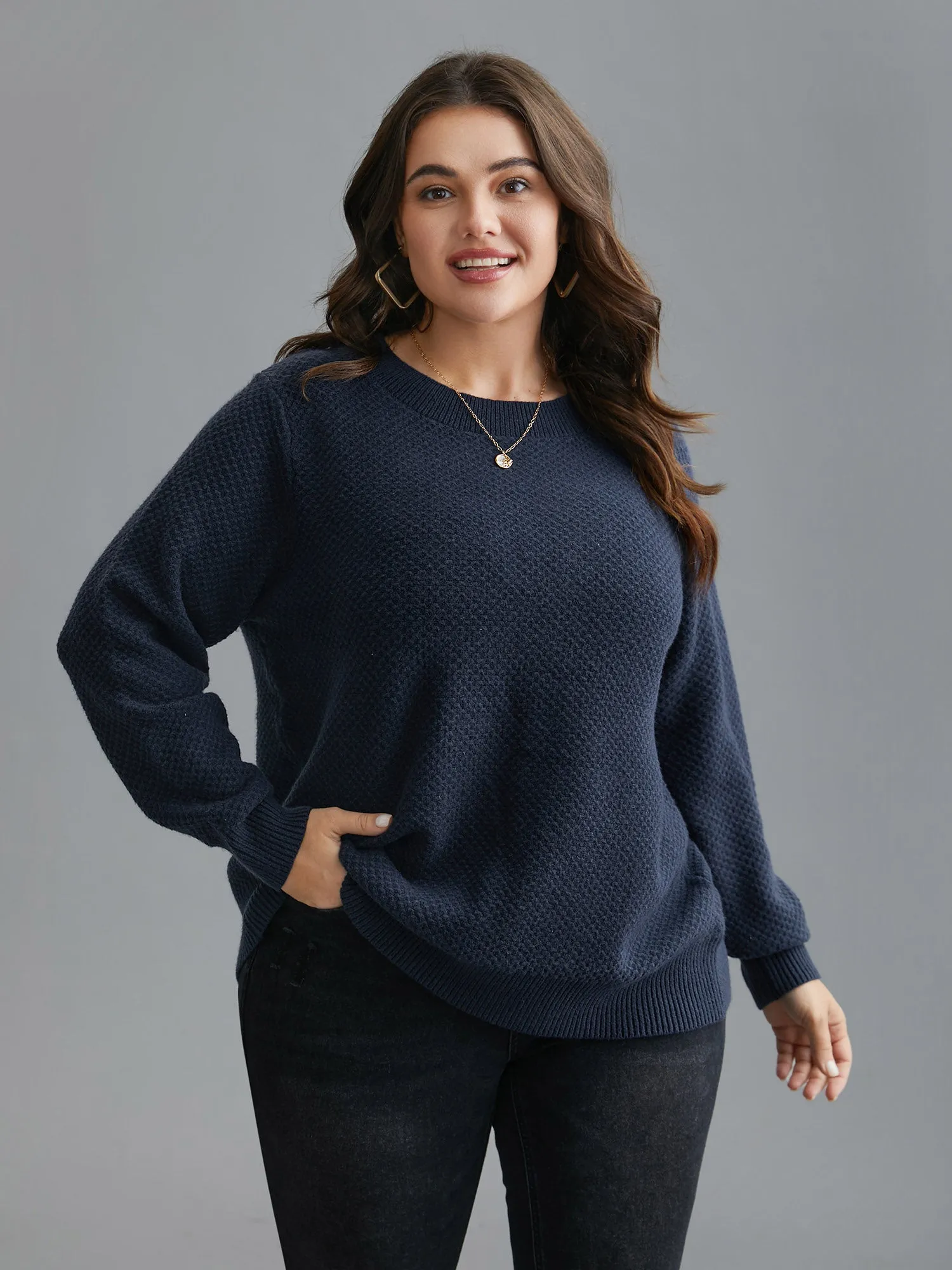 Supersoft Essentials Textured Back Slit Pullover sold by Bloomchic product image thumbnail 2