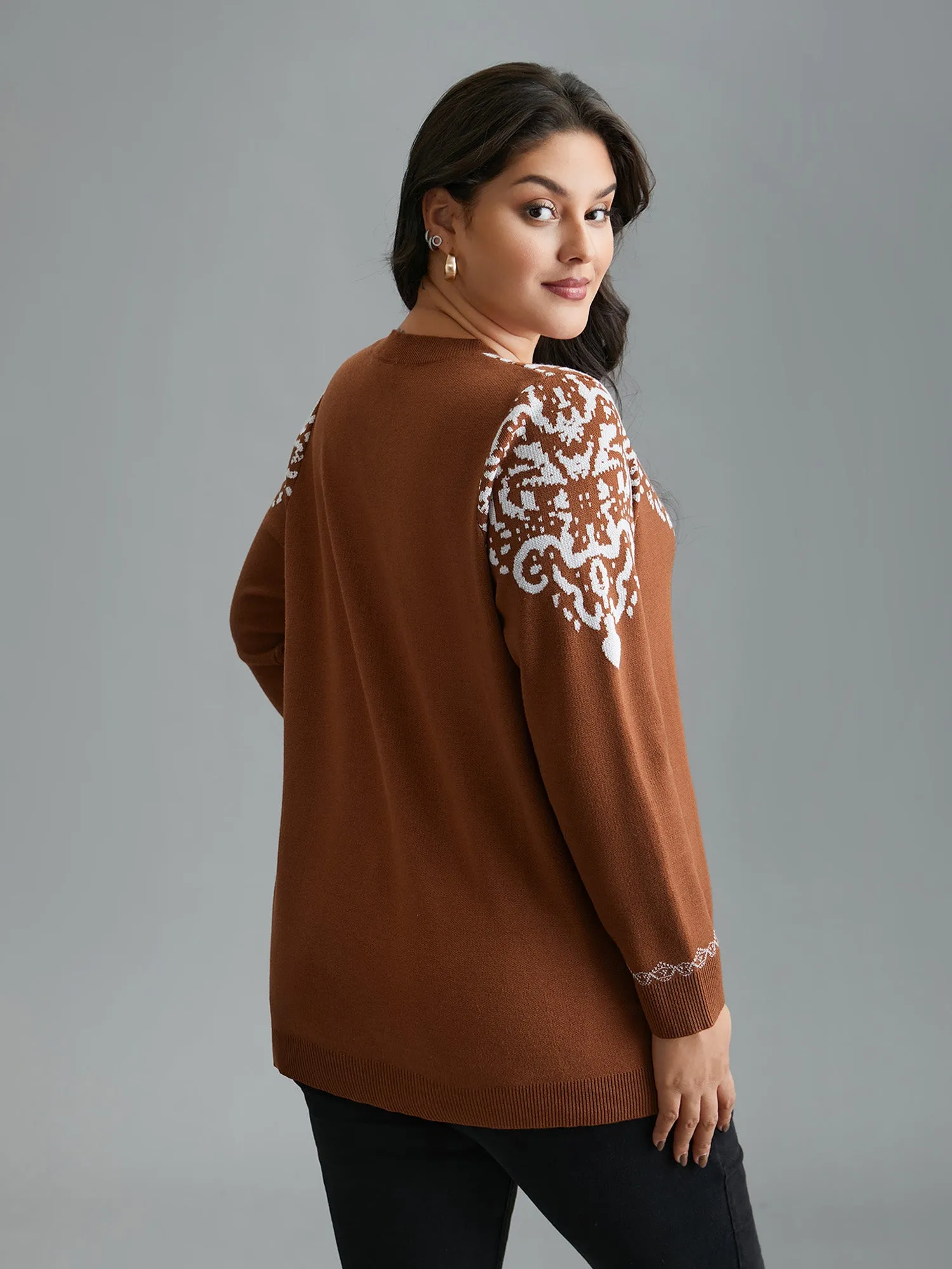 Bandana Jacquard Pattern Round Neck Pullover sold by Bloomchic product image thumbnail 2