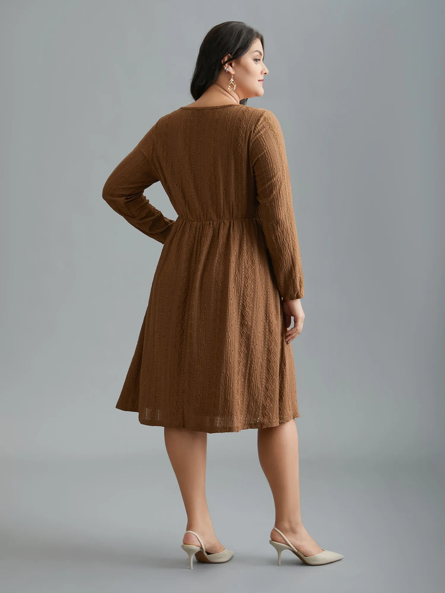 Textured Button Detail Square Neck Knit Dress sold by Bloomchic product image thumbnail 5