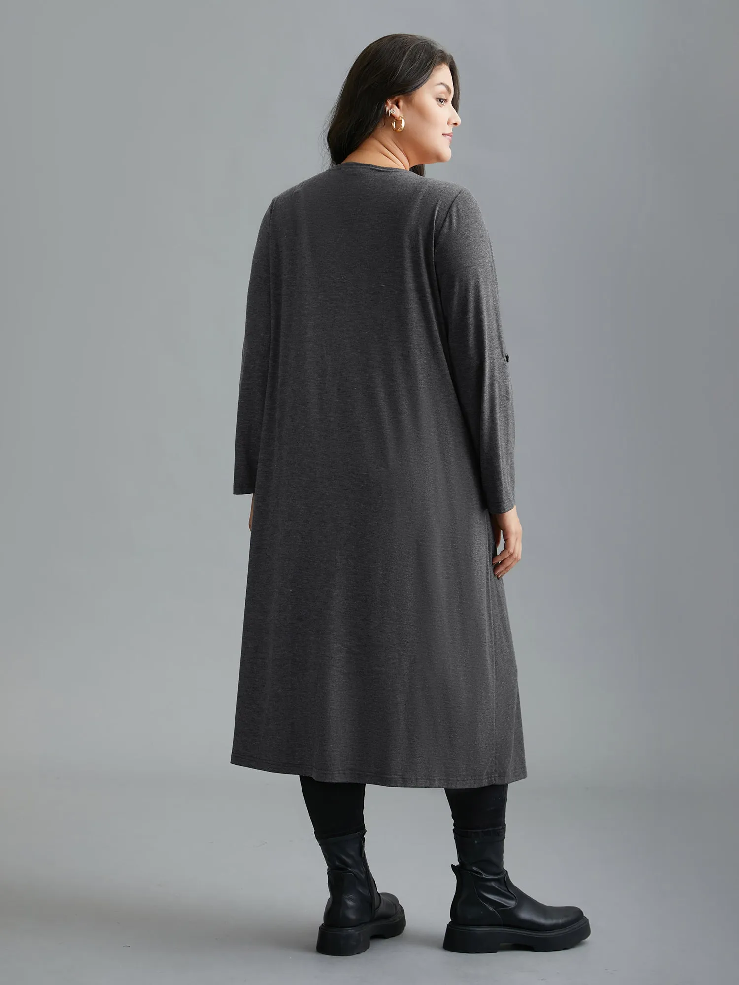 Solid Tab Sleeve Pocket Kimono sold by Bloomchic product image thumbnail 5