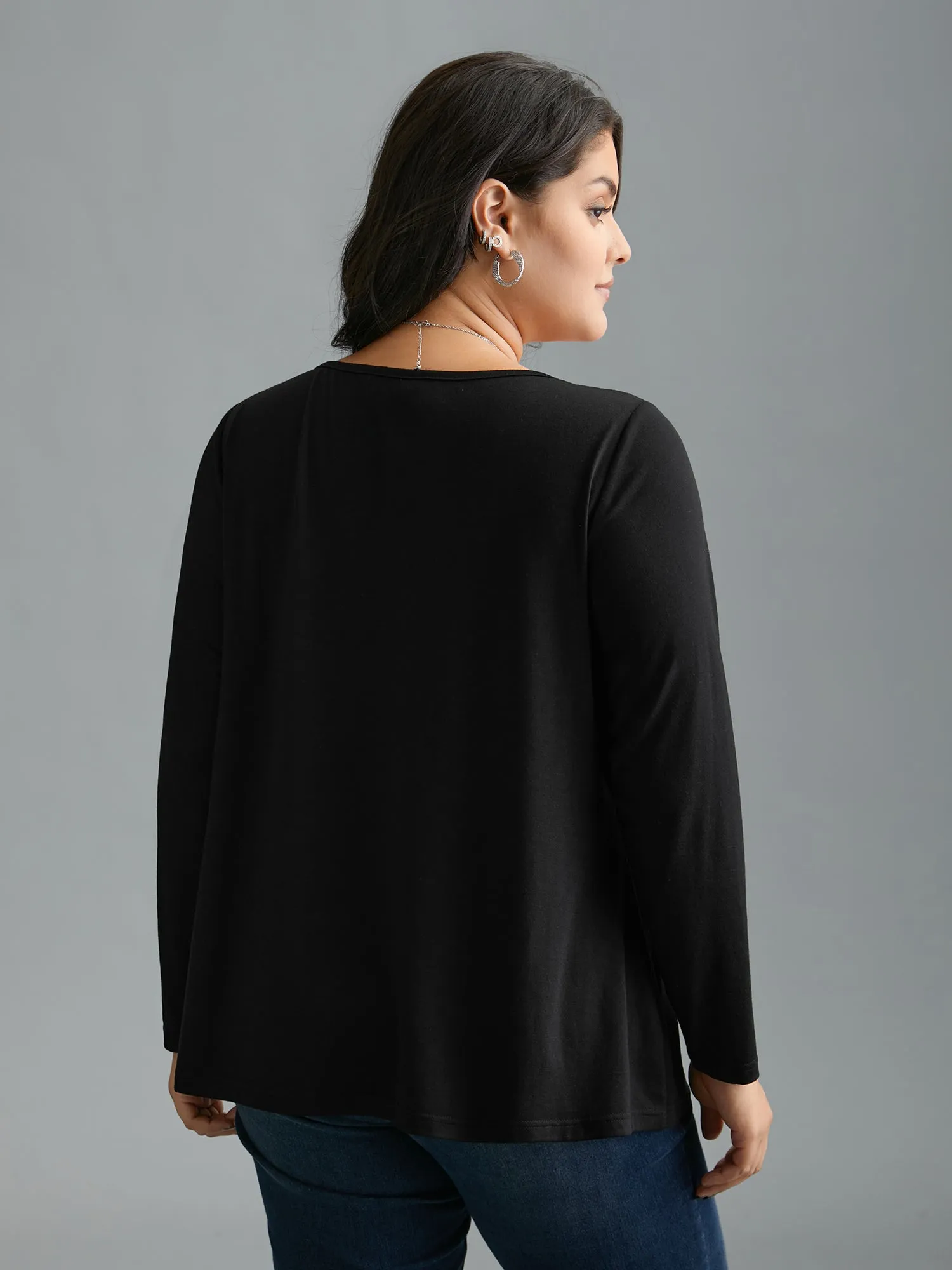Sequin Stretchy Long Sleeve T-shirt sold by Bloomchic product image thumbnail 3