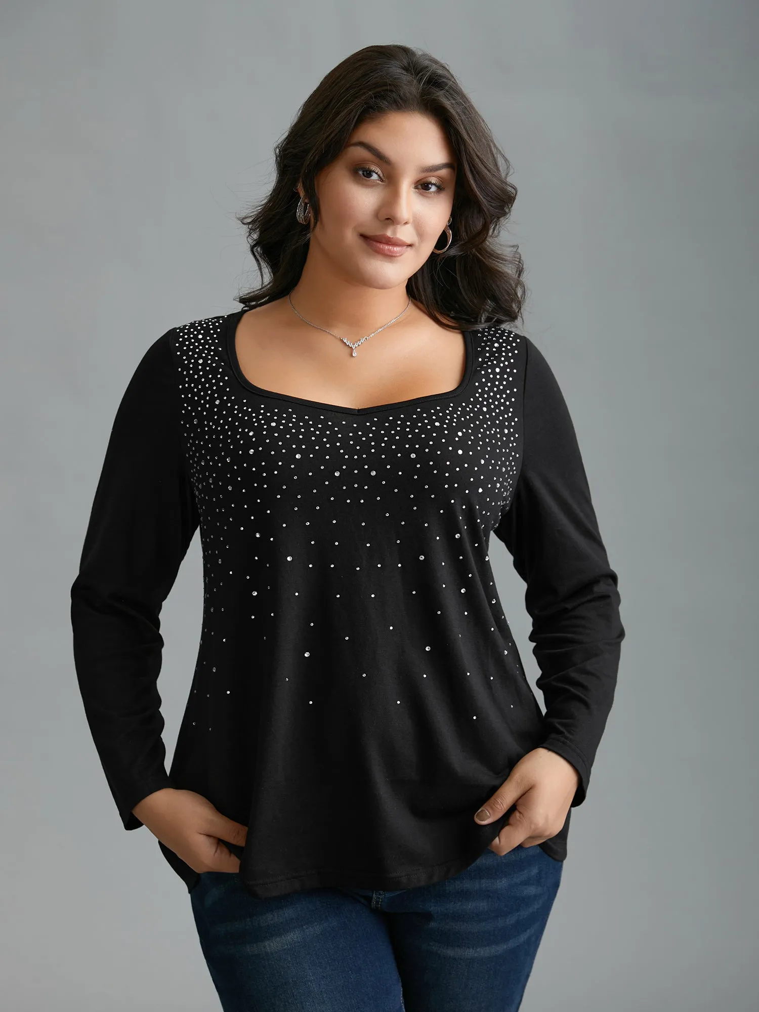 Sequin Stretchy Long Sleeve T-shirt sold by Bloomchic