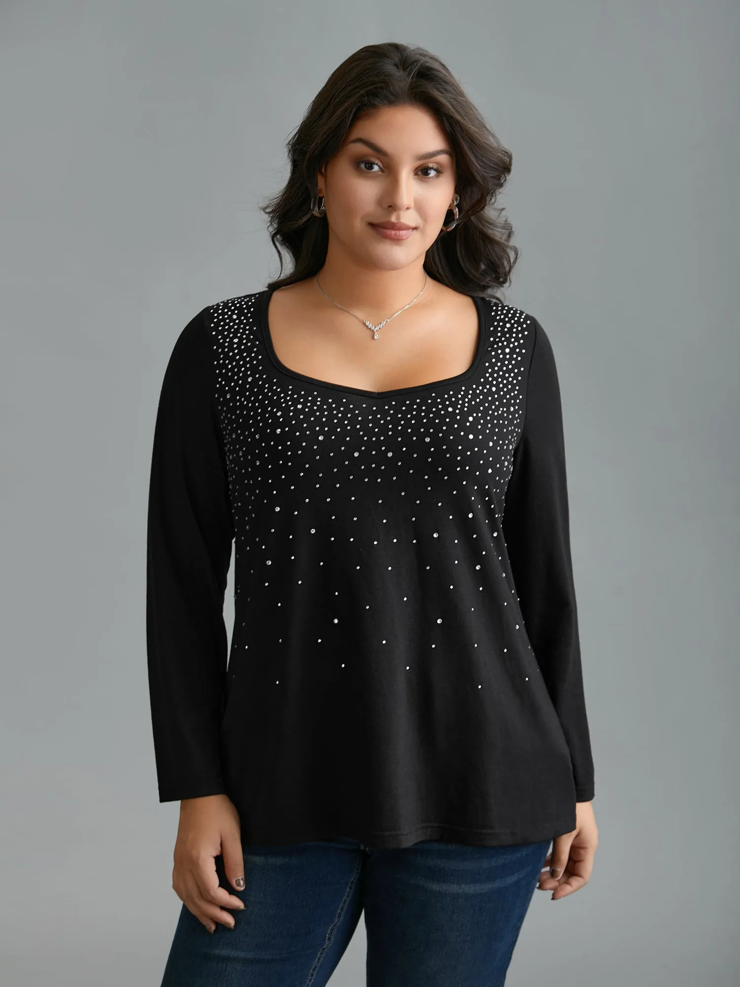 Sequin Stretchy Long Sleeve T-shirt sold by Bloomchic product image thumbnail 2
