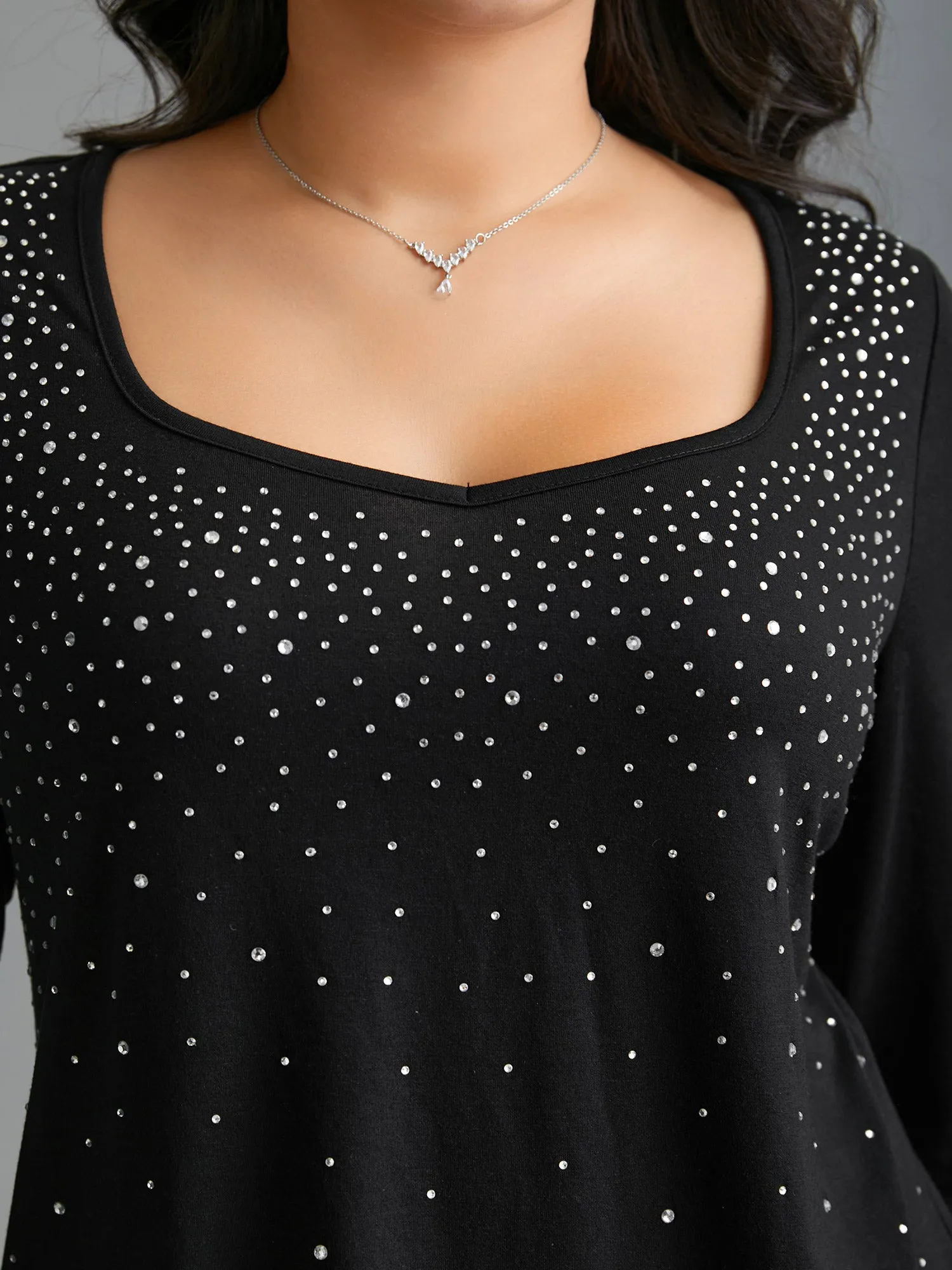 Sequin Stretchy Long Sleeve T-shirt sold by Bloomchic product image thumbnail 5