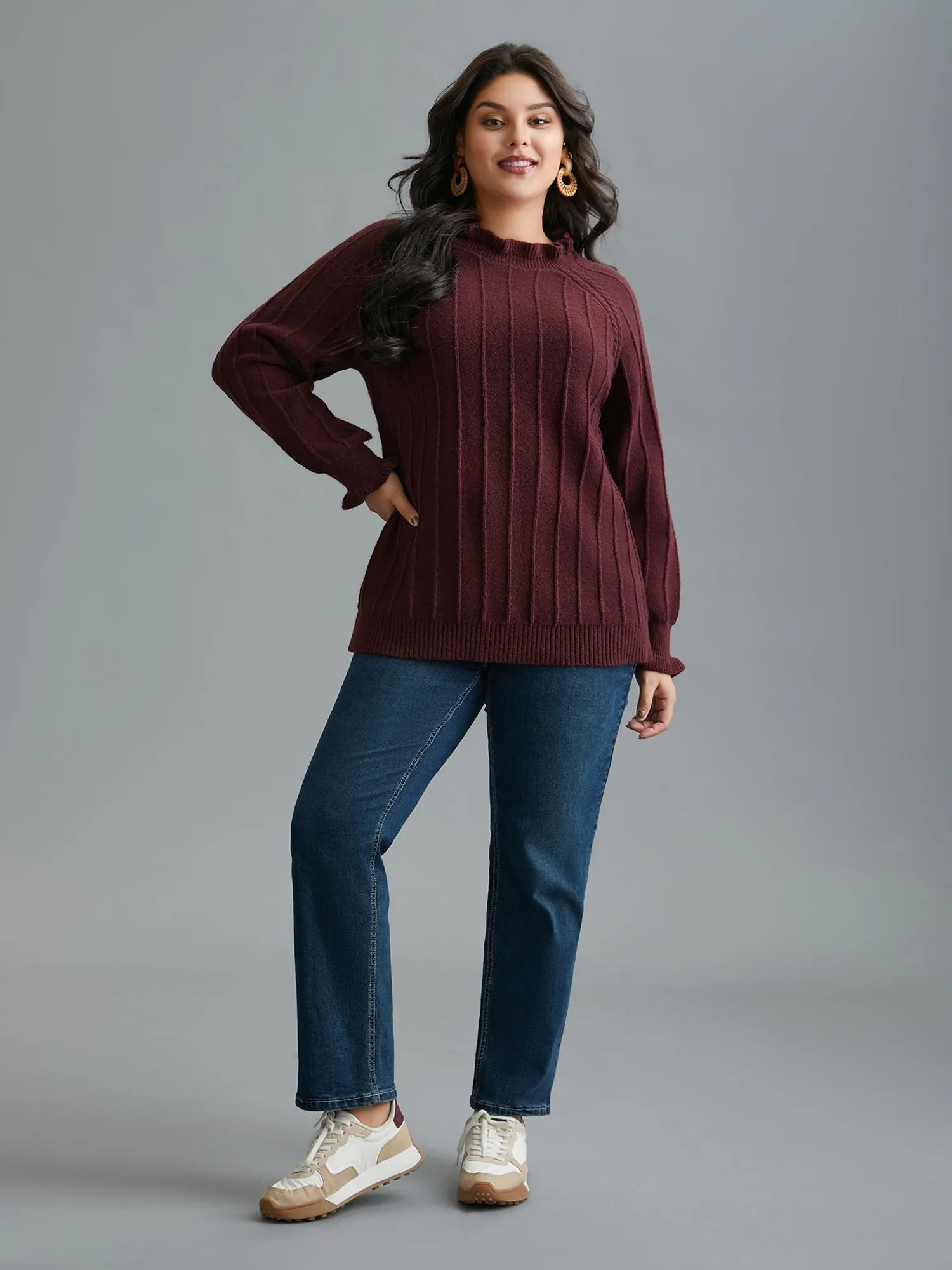 Supersoft Essentials Ruffles Neck Raglan Sleeve Pullover sold by Bloomchic product image thumbnail 4