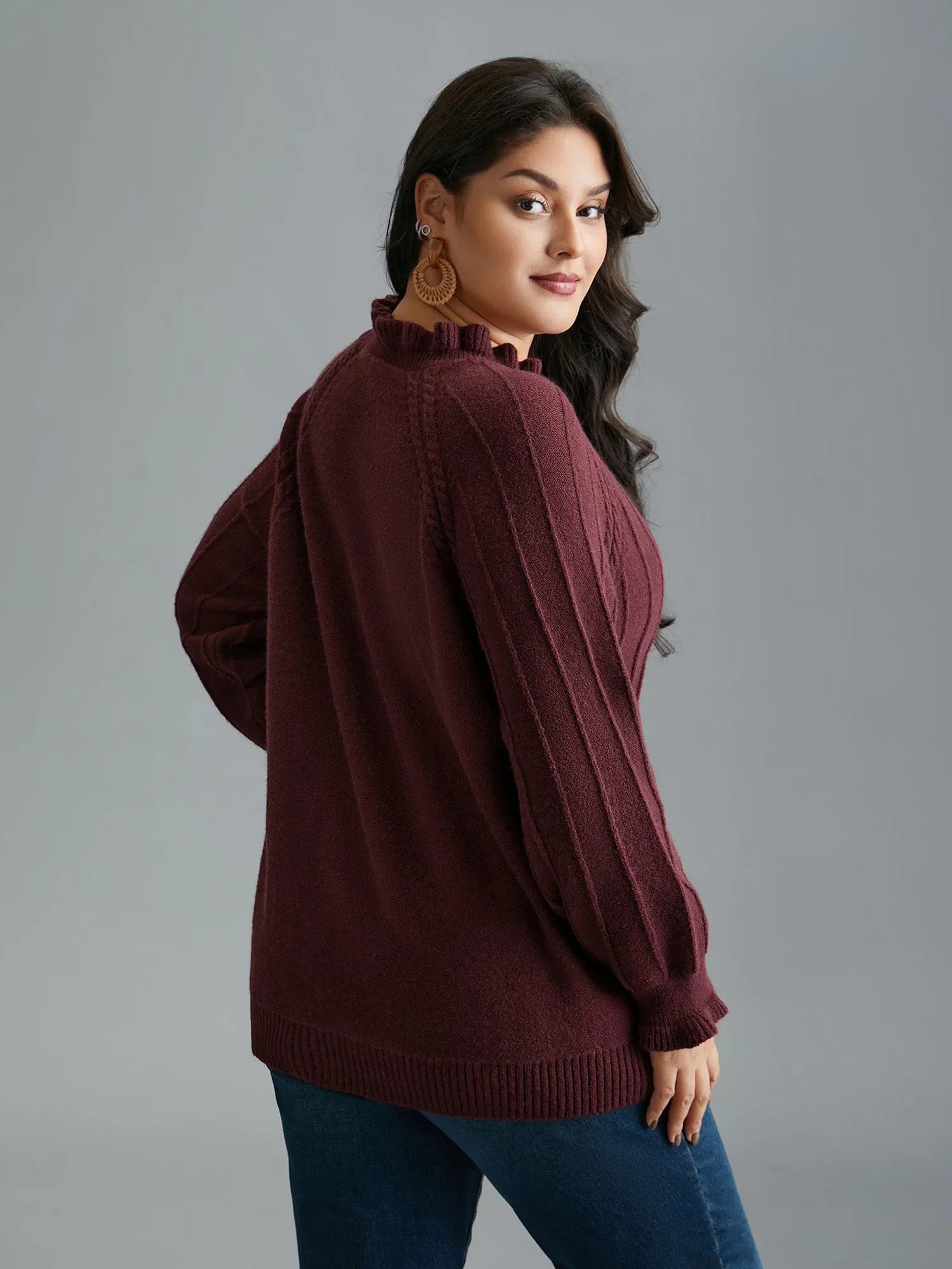 Supersoft Essentials Ruffles Neck Raglan Sleeve Pullover sold by Bloomchic product image thumbnail 2