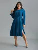 Ruffle Cuff Elastic Waist Split Hem Dress sold by Bloomchic