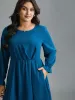 Ruffle Cuff Elastic Waist Split Hem Dress sold by Bloomchic