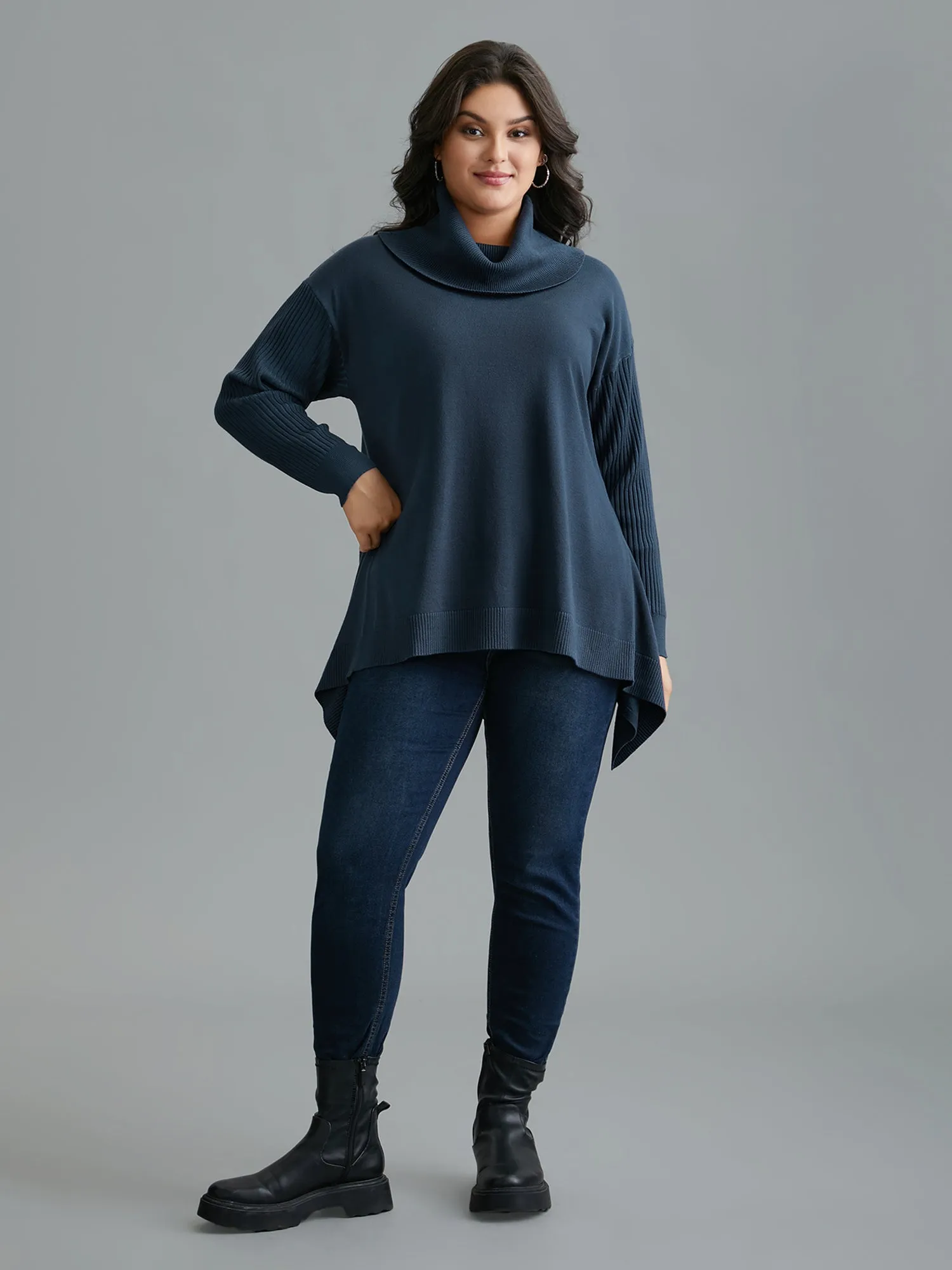 Supersoft Essentials Textured Drop Shoulder Turtleneck Pullover sold by Bloomchic product image thumbnail 4