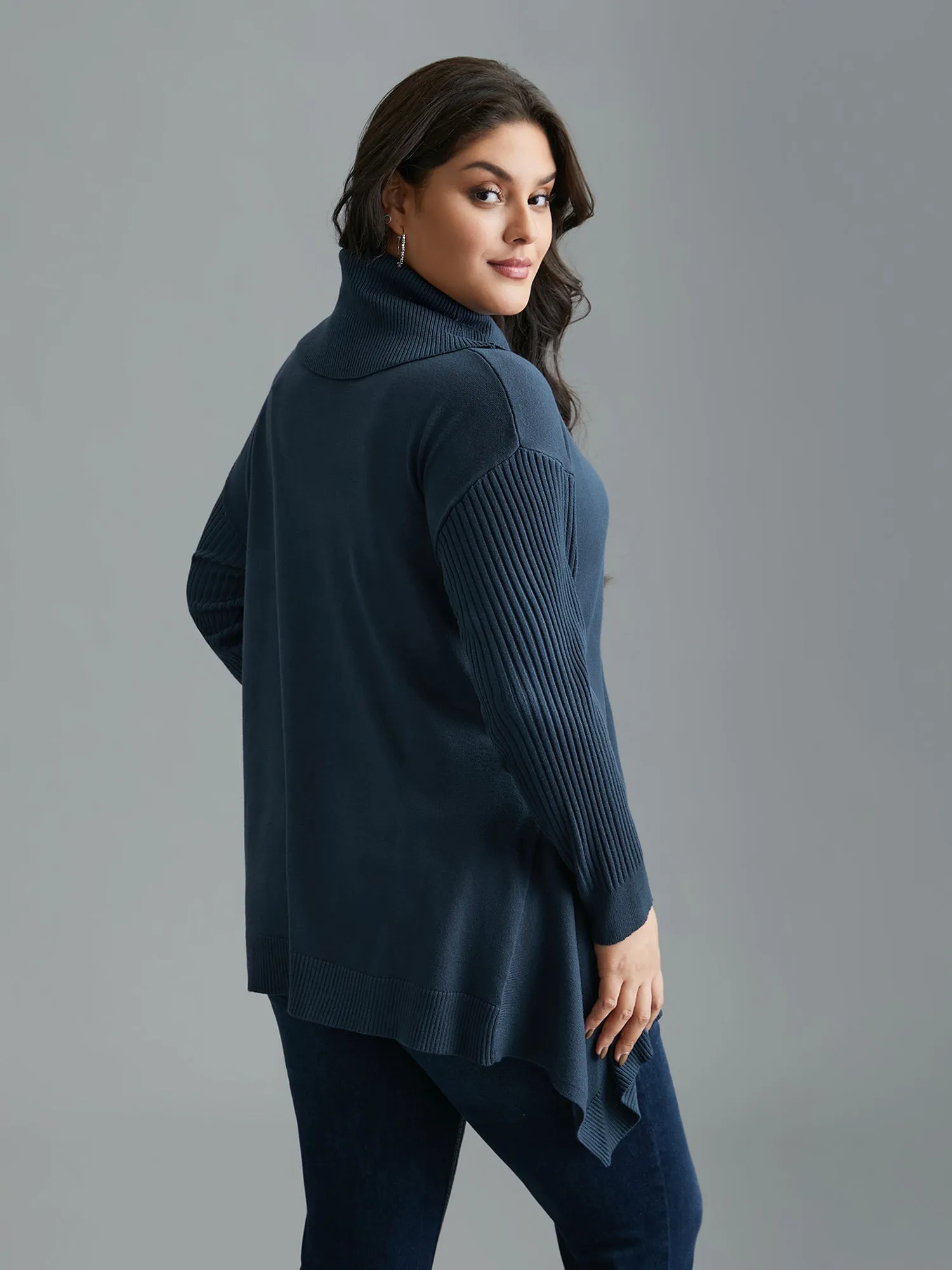 Supersoft Essentials Textured Drop Shoulder Turtleneck Pullover sold by Bloomchic product image thumbnail 2