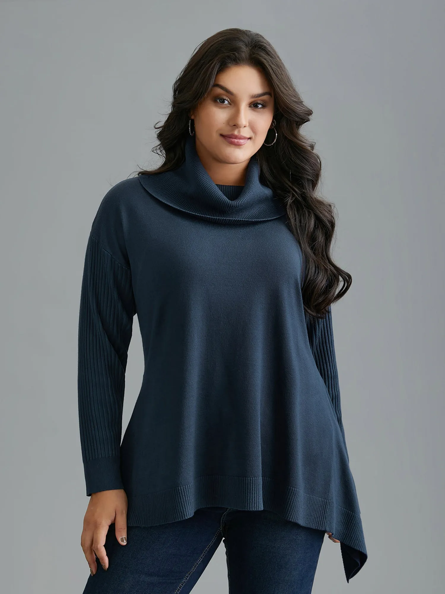 Supersoft Essentials Textured Drop Shoulder Turtleneck Pullover sold by Bloomchic product image thumbnail 3