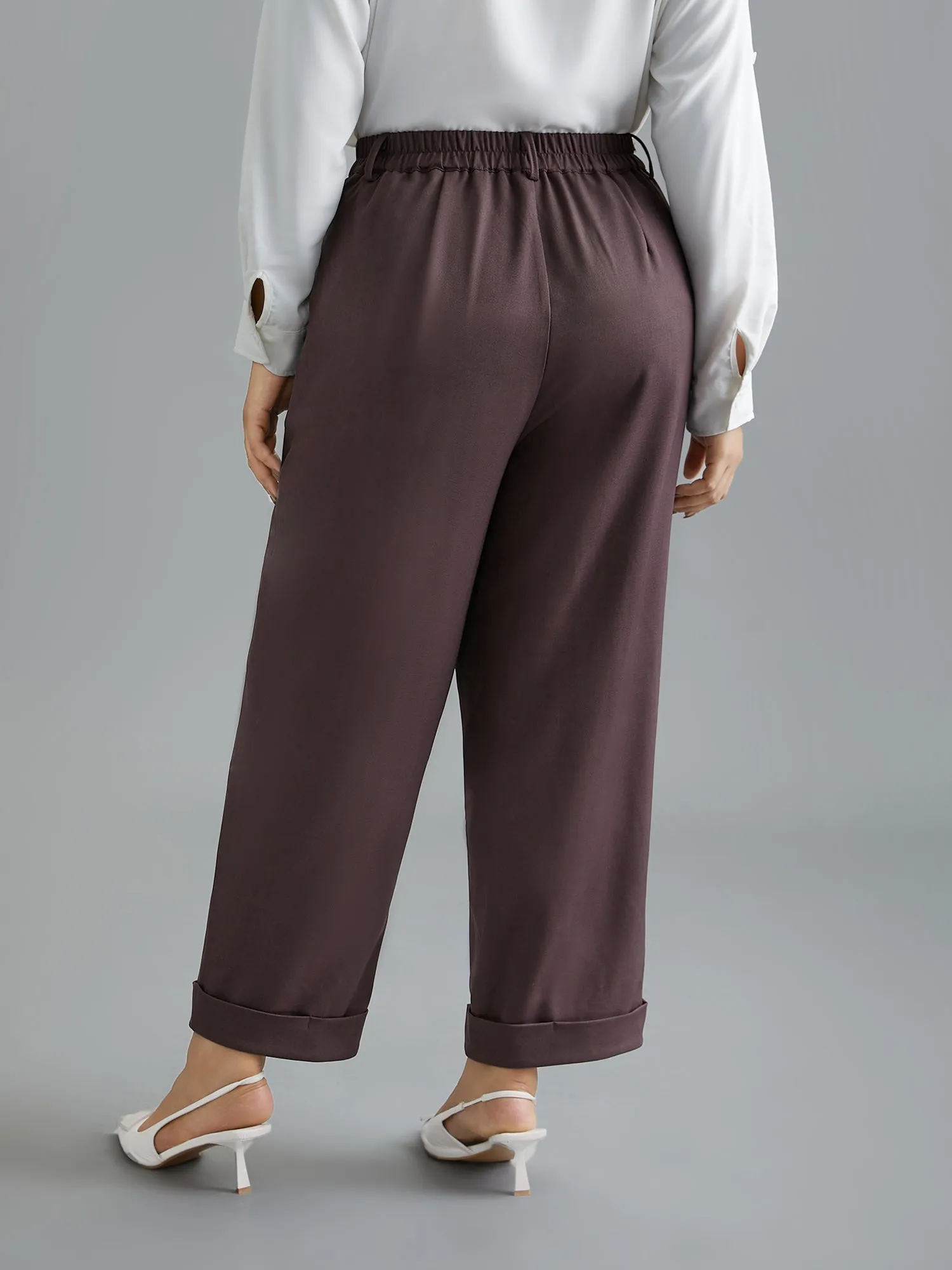 Cuffed Hem Pleated Straight Leg Pants sold by Bloomchic product image thumbnail 3