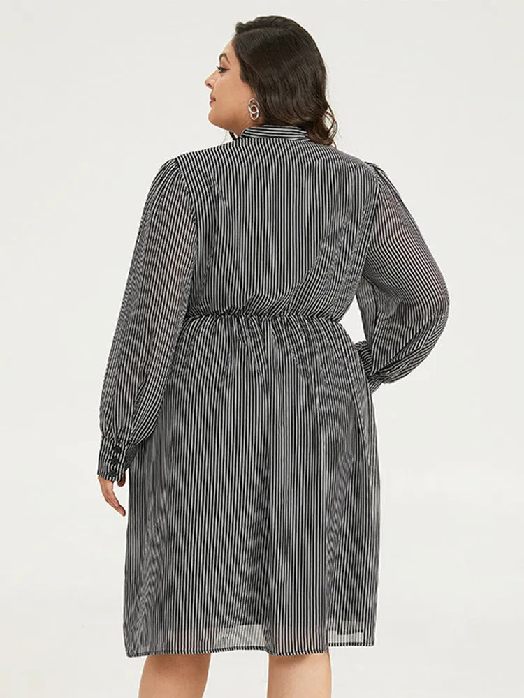 Striped Mesh Elastic Waist Knot Neck Dress sold by Bloomchic product image thumbnail 5