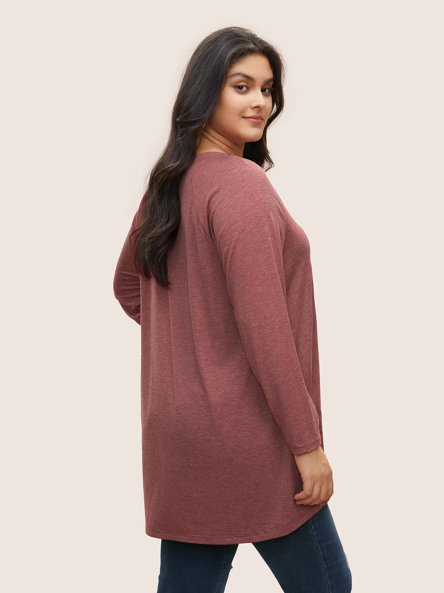 Rose Print Pocket Raglan Sleeve Tunic T-shirt sold by Bloomchic product image thumbnail 2