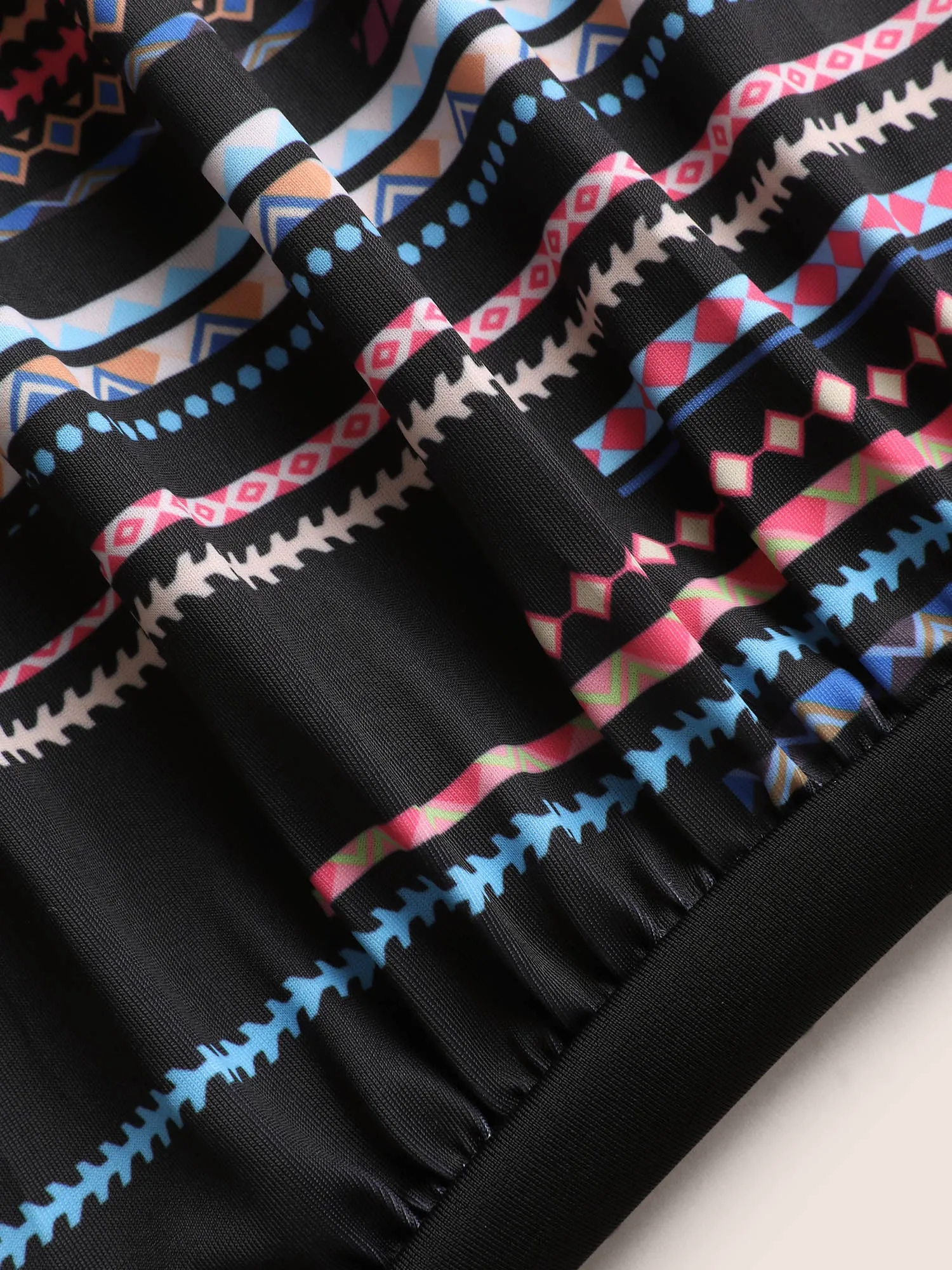 Bandana Striped Overlap Collar Back Crisscross One Piece Swimsuit sold by Bloomchic product image thumbnail 5