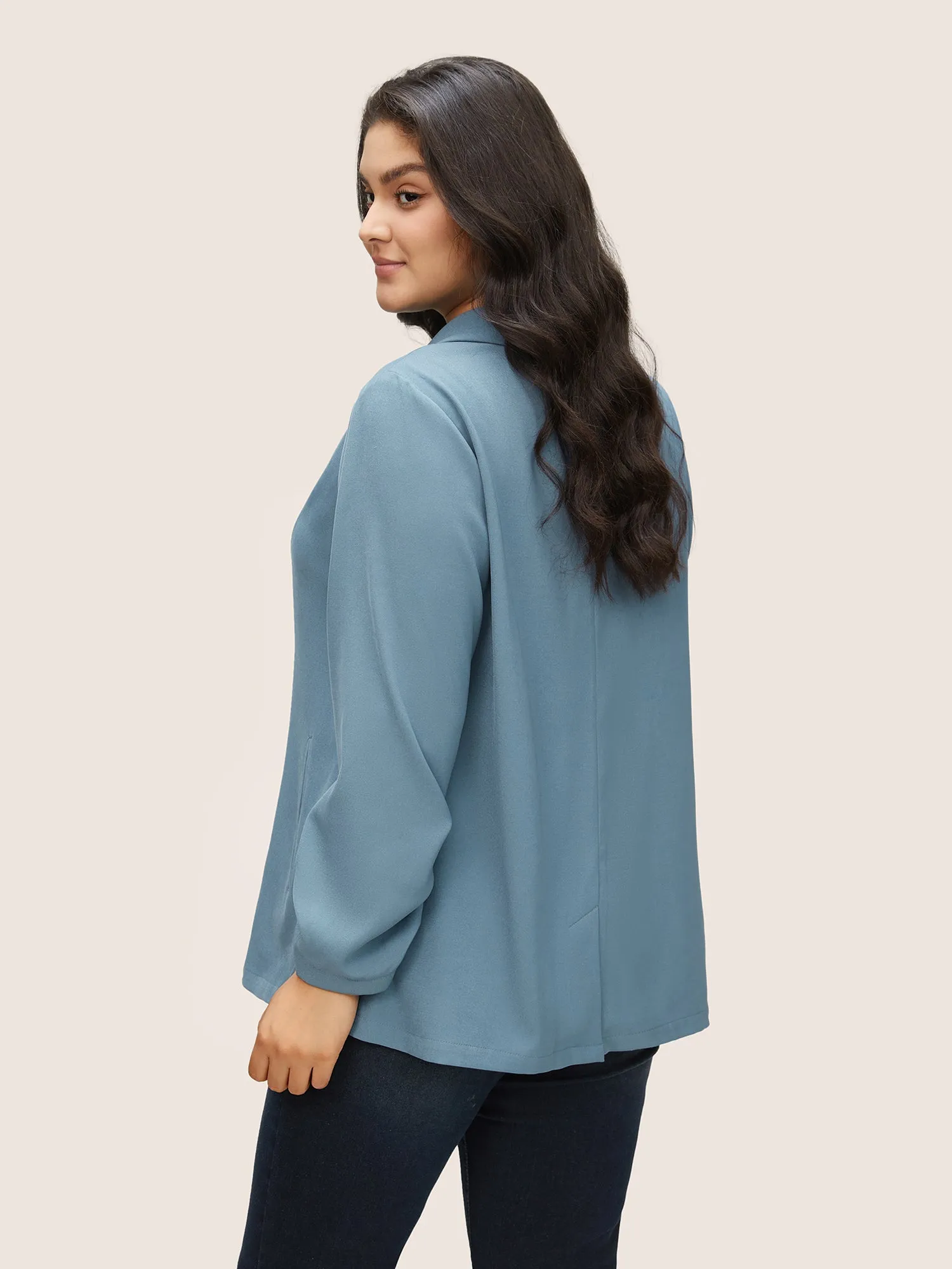 Lapel Collar Pleated Sleeve Button Up Blazer sold by Bloomchic product image thumbnail 5