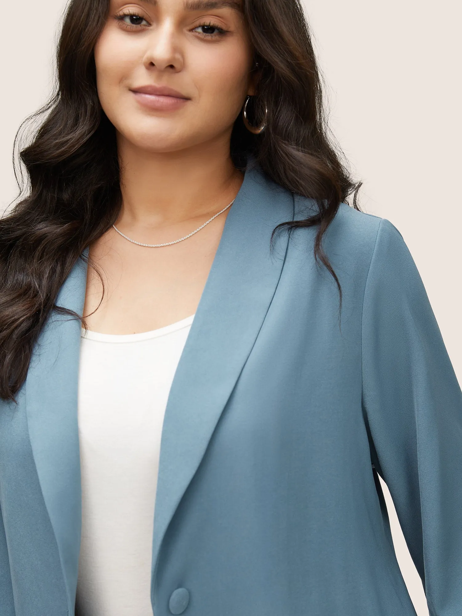 Lapel Collar Pleated Sleeve Button Up Blazer sold by Bloomchic product image thumbnail 3