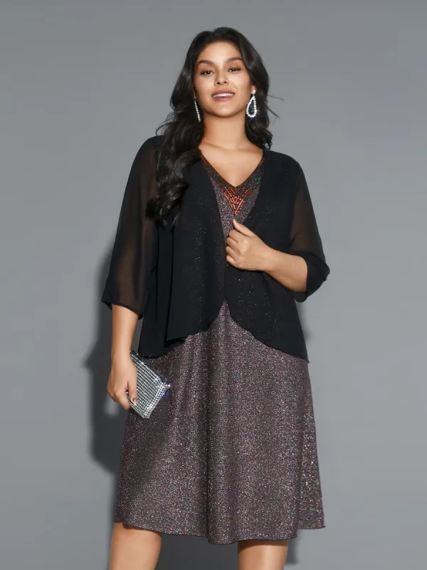 2-In-1 Sequin Patchwork Mesh Dress sold by Bloomchic