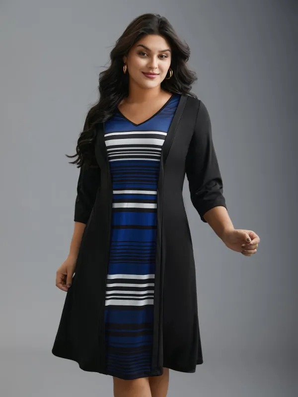 Striped Patchwork Contrast Knit Dress sold by Bloomchic