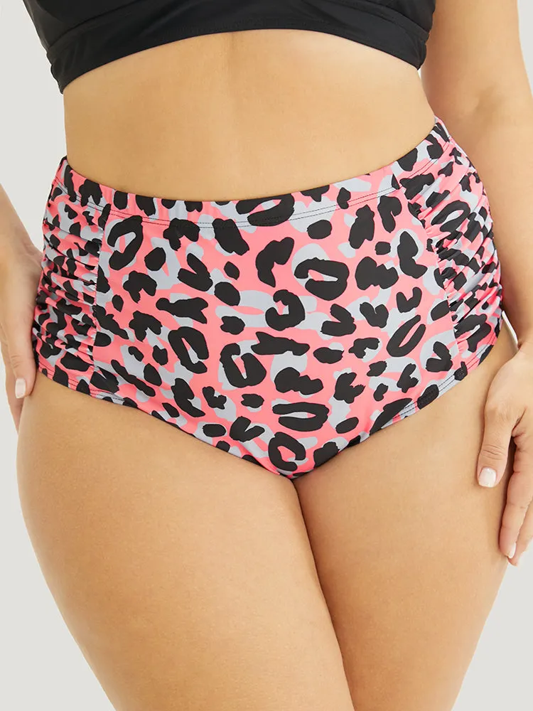 Leopard Print Ruched Detail Bikini Bottom sold by Bloomchic