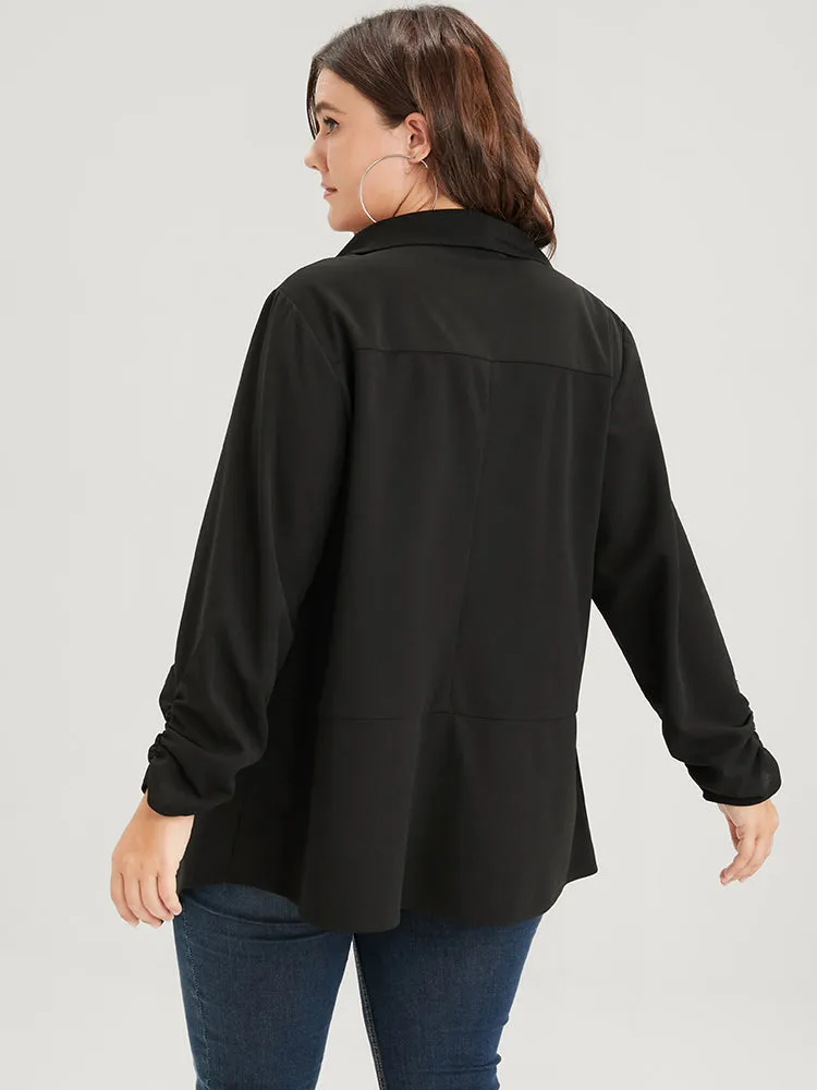 Solid Ruched Sleeve Lapel Collar Blazer sold by Bloomchic product image thumbnail 2