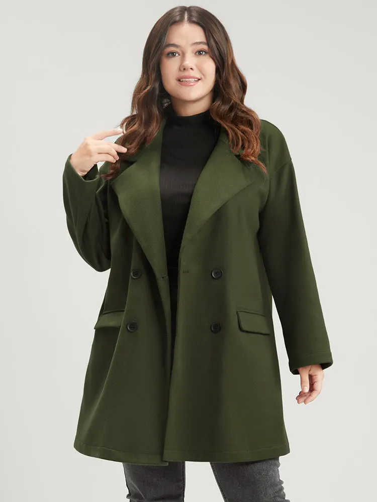 Solid Button Down Flap Pocket Suit Collar Coat sold by Bloomchic