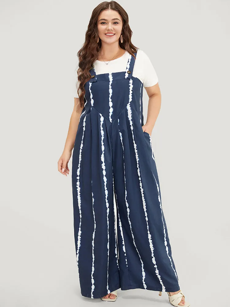 Tie Dye Pocket Pleated Detail Overall Jumpsuit sold by Bloomchic