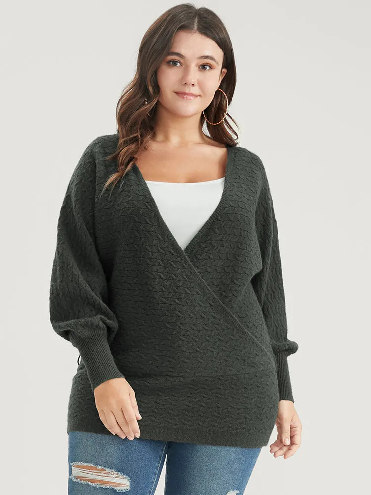 Solid Super Soft Plush Knit Dolman Sleeve Wrap Knit Top sold by Bloomchic product image thumbnail 3