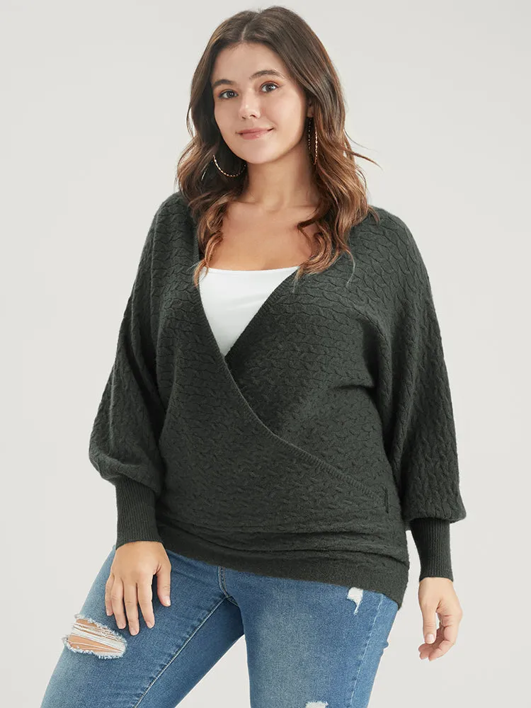 Solid Super Soft Plush Knit Dolman Sleeve Wrap Knit Top sold by Bloomchic product image thumbnail 2