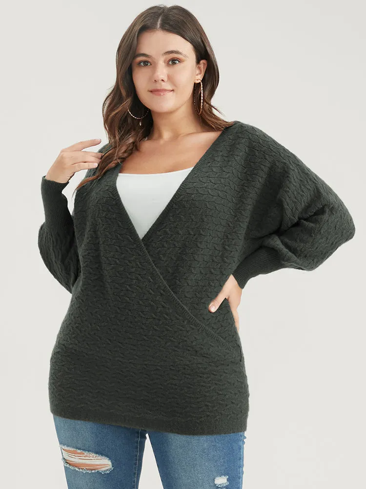Solid Super Soft Plush Knit Dolman Sleeve Wrap Knit Top sold by Bloomchic