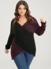 Colorblock Contrast Pointelle Knit Lace Crisscross Knit Top sold by Bloomchic