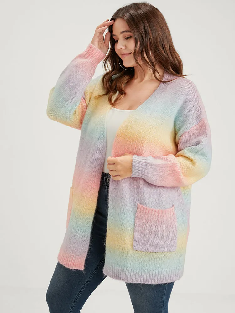 Ombre Super Soft Plush Knit Pocket Open Front Heather Cardigan sold by Bloomchic