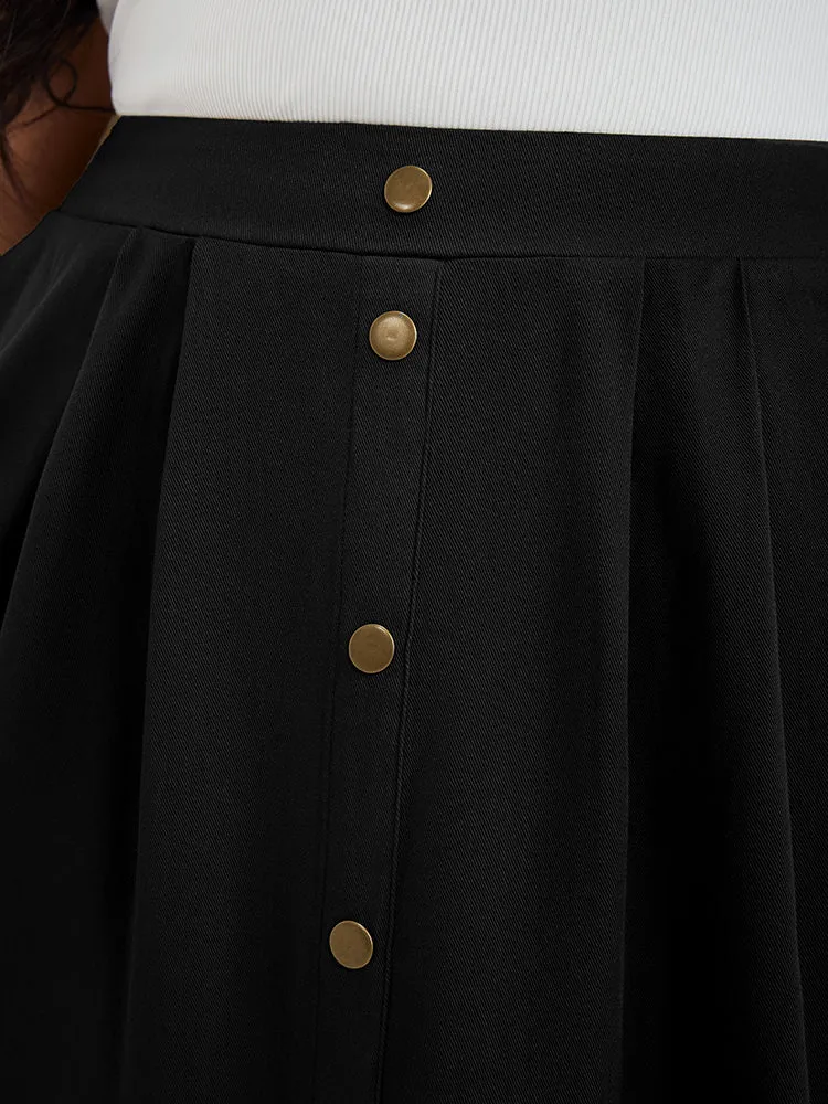 Solid Button Pocket Split Elastic Waist Skirt sold by Bloomchic product image thumbnail 4