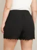 Solid Elastic Waist Ties Up Lace Hem Pocket Shorts sold by Bloomchic